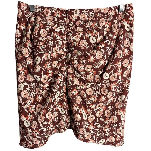 The Westside Ruched Floral Mini Skirt Brown Size L NWT - Picture 2 of 3